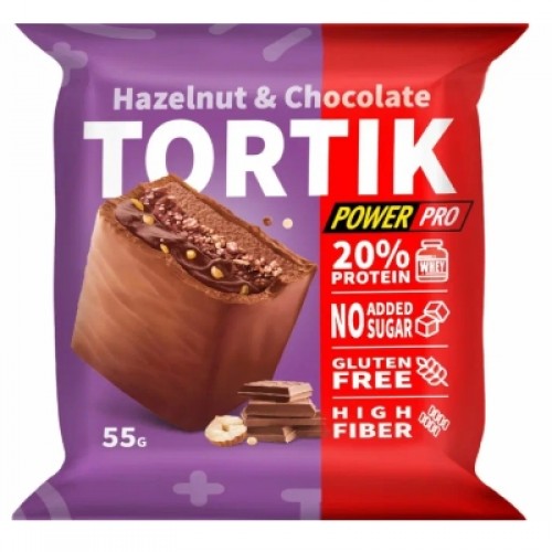 Протеиновое пирожное TORTIK, 55g (Фундук с шоколадом)