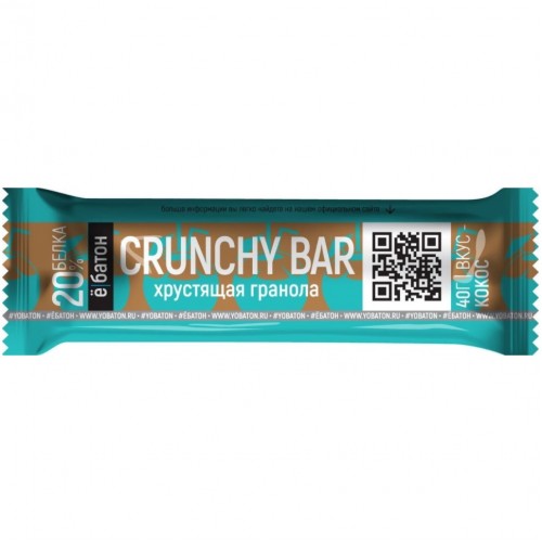 Протеиновый батончик CRUNCHY BAR, со вкусом кокоса, 40г