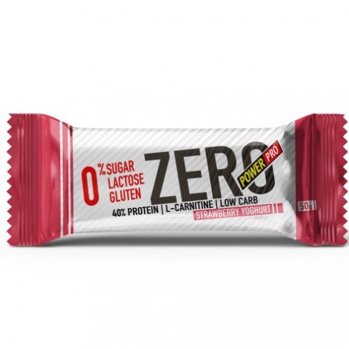 БАТОНЧИКИ ZERO, 40% БЕЛКА БЕЗ САХАРА «КЛУБНИЧНЫЙ ЙОГУРТ», 50г