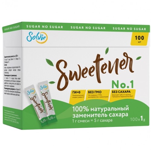 Натуральный сахарозаменитель "Swеetener" (стевия, эритрит), 1г (стик)