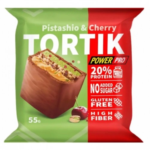 Протеиновое пирожное TORTIK, 55g (Фисташка с вишней)