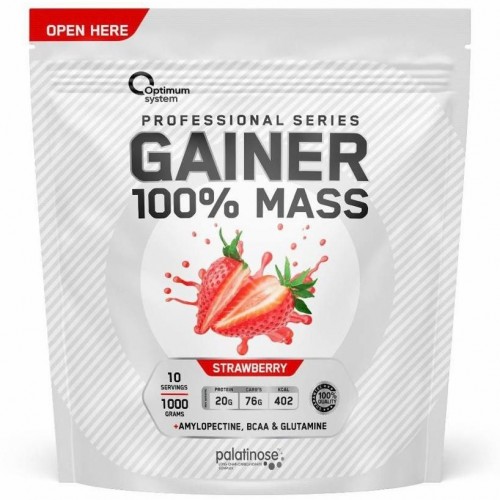 100% Mass Gainer, 1000g (Клубника)
