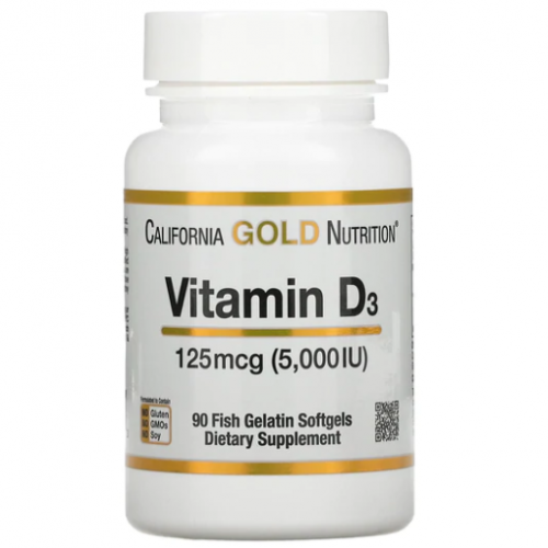 Vitamin D3, 125 mcg (5,000 IU), 90 Fish Gelatin Softgels