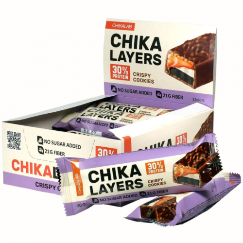 CHIKA LAYERS Батончик (Хрустящее печенье с двойным шоколадом), 60 г