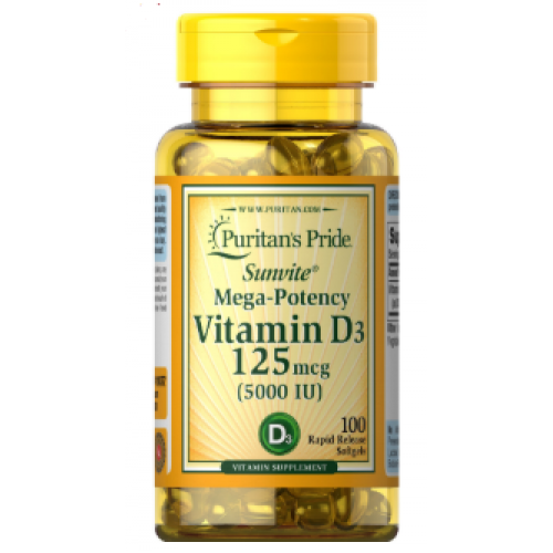Vitamin D3 125 mcg (5000 IU), 100 softgels