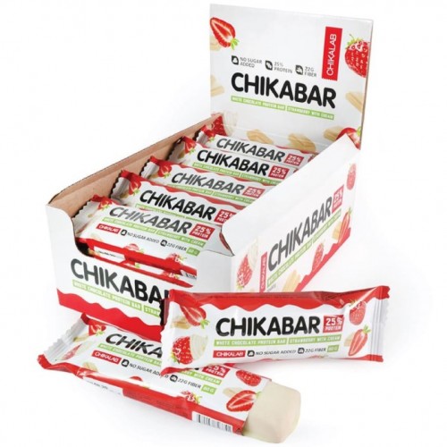 CHIKALAB Батончик глазированный с начинкой, 60г  (Клубника со сливками)