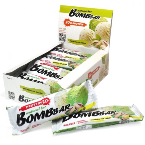 BOMBBAR протеиновый батончик, 60 гр (Фисташковый пломбир)