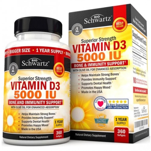 VITAMIN D3 5000IU, 360 softgels