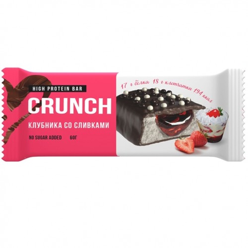Crunch Батончик со вкусом Клубника со сливками, 60g