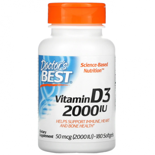 Vitamin D3, 50 mcg (2,000 IU), 180 Softgels