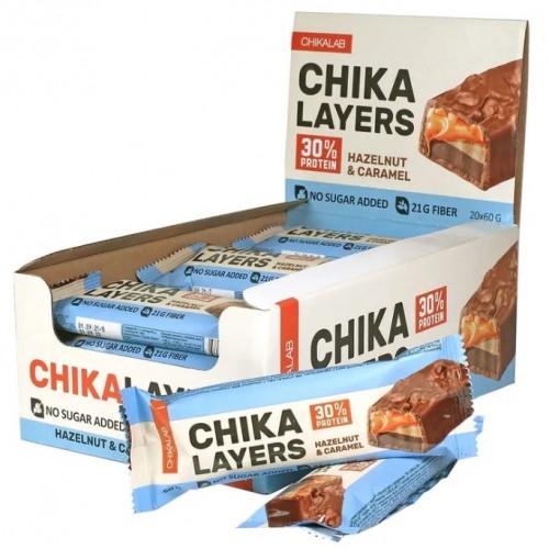 CHIKA LAYERS Батончик глазированный (Лесной орех с карамелью), 60 г