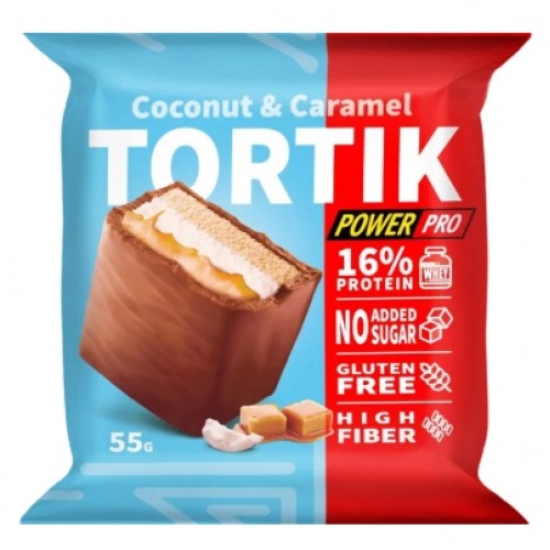 Протеиновое пирожное TORTIK, 55g (Кокос с карамелью)