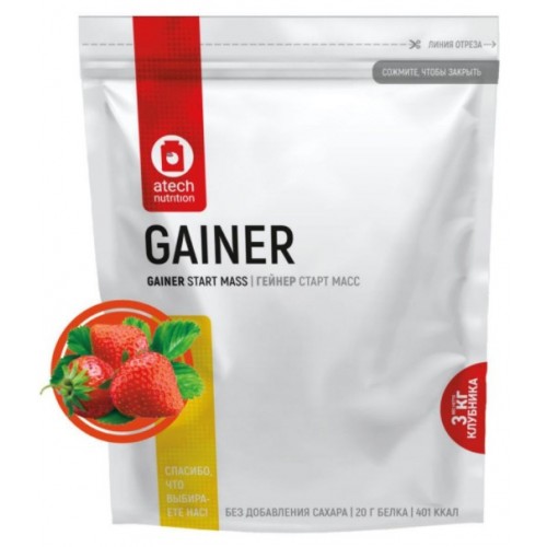 Gainer Start Mass, 3000г (Клубника)