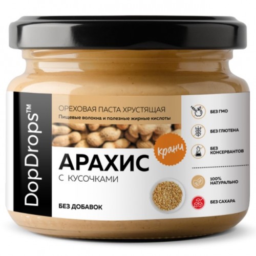 Паста Арахисовая Хрустящая Кранч Без Добавок, 250г