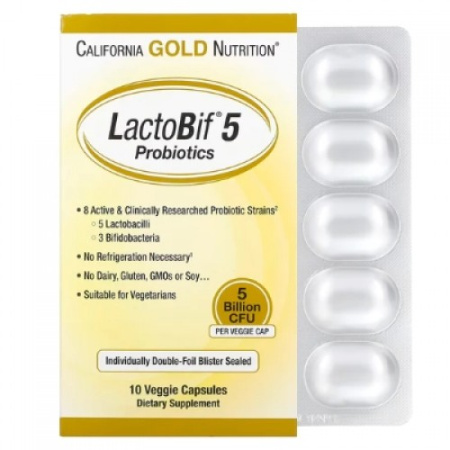 LactoBif 5 Probiotics, 5 Billion CFU, 10 Veggie Capsules