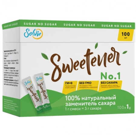 Натуральный сахарозаменитель "Swеetener" (стевия, эритрит), 1г (стик)