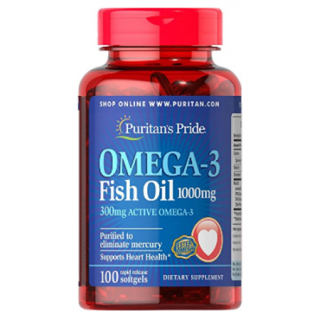 Omega-3 Fish Oil 1000mg, 100 softgels