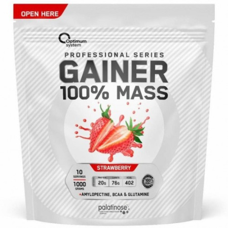100% Mass Gainer, 1000g (Клубника)
