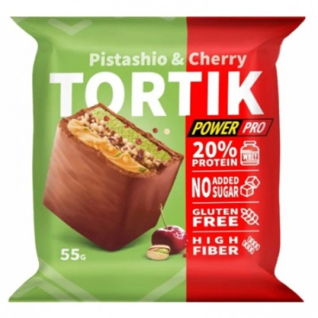 Протеиновое пирожное TORTIK, 55g (Фисташка с вишней)