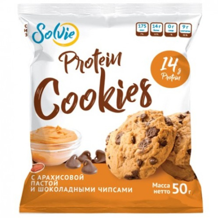 Protein Cookies, 50г (Арахисовая паста с шоколадными чипсами)
