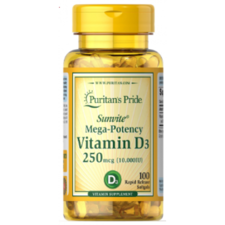 Vitamin D3 250 mcg (10,000IU), 100 Softgels