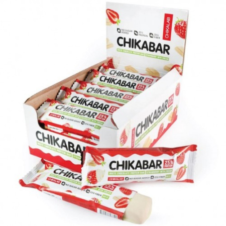 CHIKALAB Батончик глазированный с начинкой, 60г  (Клубника со сливками)