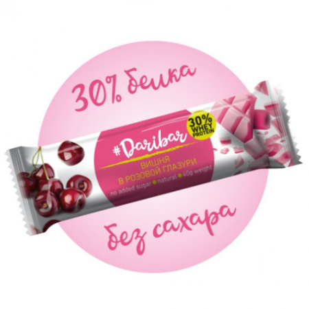 Протеиновый глазированный батончик 30% (Вишня в розовой глазури), 40г