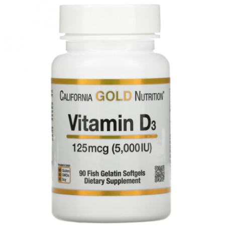 Vitamin D3, 125 mcg (5,000 IU), 90 Fish Gelatin Softgels